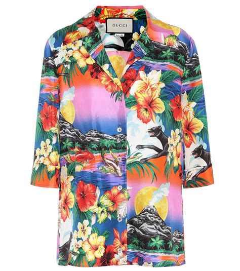 gucci silk floral shirt|gucci hawaiian shirt.